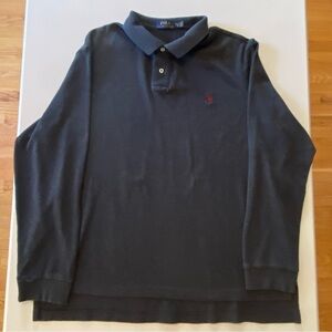 Polo Ralph Lauren Preppy Classic Long Sleeve Polo Shirt Gray Men XXL Cotton
